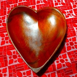 vintage wooden heart bowl